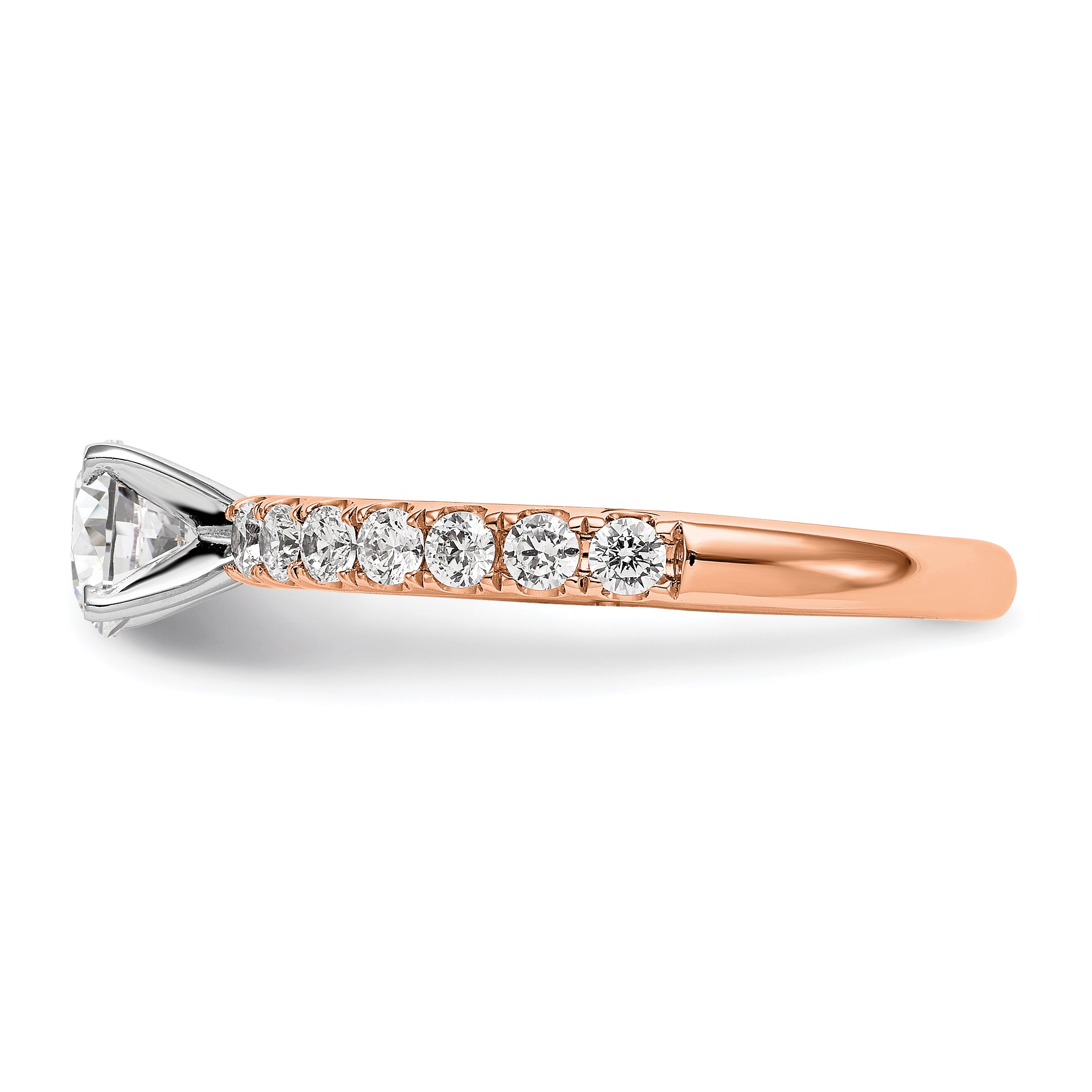 14K Rose Gold True Origin 1/2 Carat Lab Grown Diamond Vs D E F Semi Mount Peg Set Ring