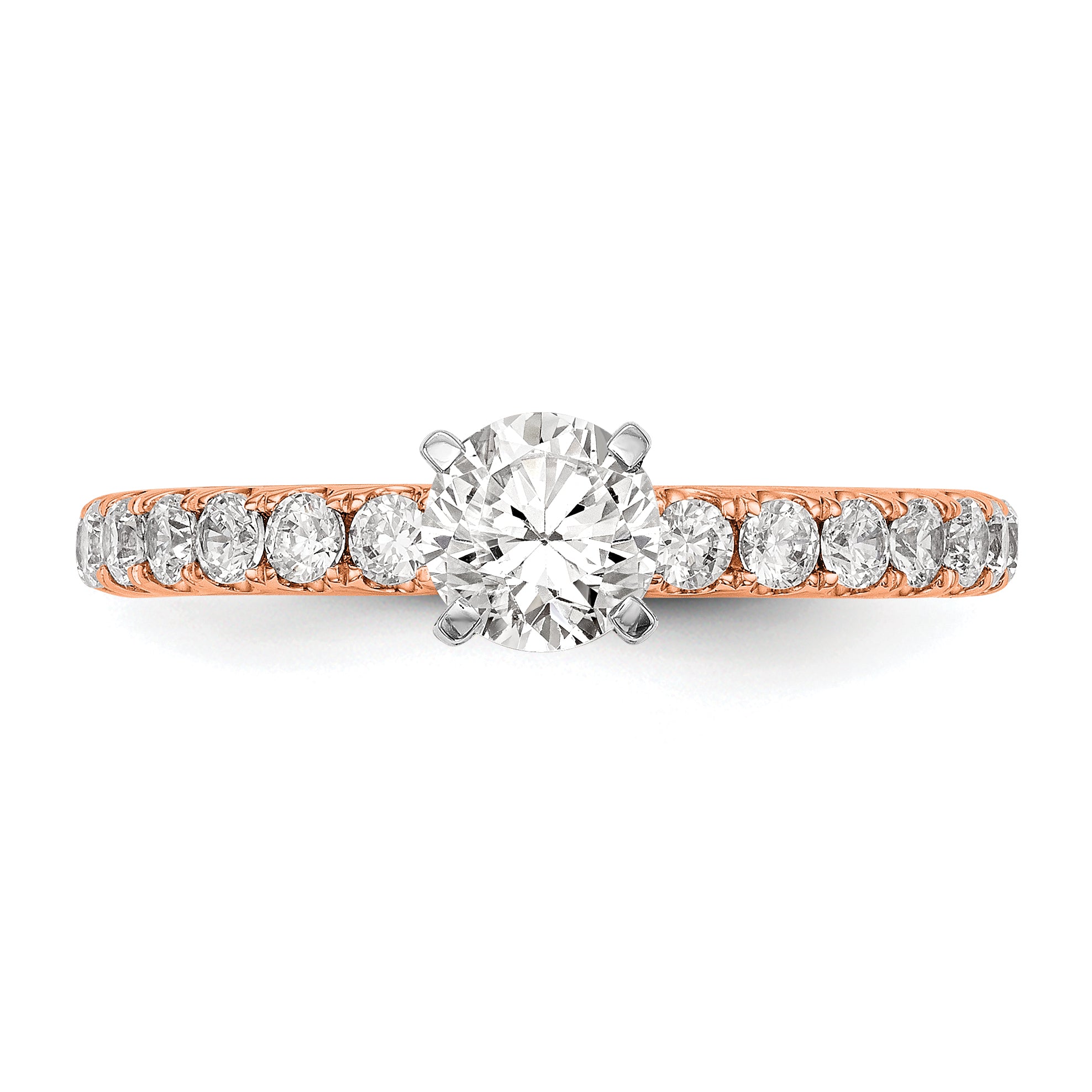 14K Rose Gold True Origin 1/2 Carat Lab Grown Diamond Vs D E F Semi Mount Peg Set Ring