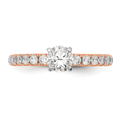 14K Rose Gold True Origin 1/2 Carat Lab Grown Diamond Vs D E F Semi Mount Peg Set Ring