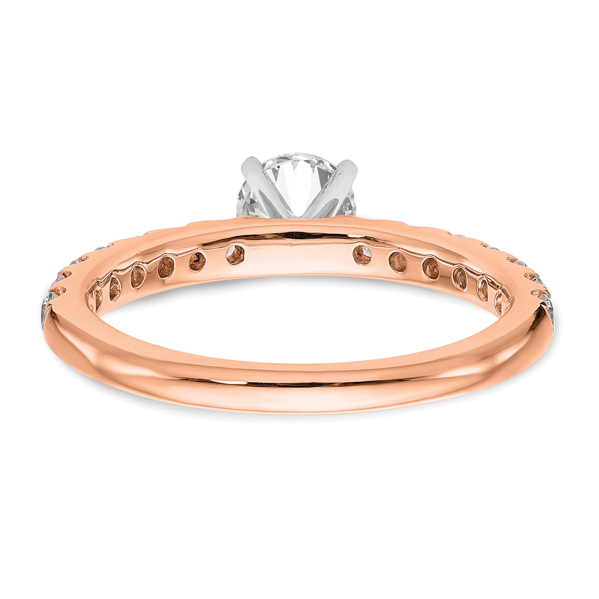 14K Rose Gold True Origin 1/2 Carat Lab Grown Diamond Vs D E F Semi Mount Peg Set Ring