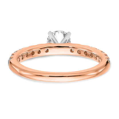 14K Rose Gold True Origin 1/2 Carat Lab Grown Diamond Vs D E F Semi Mount Peg Set Ring