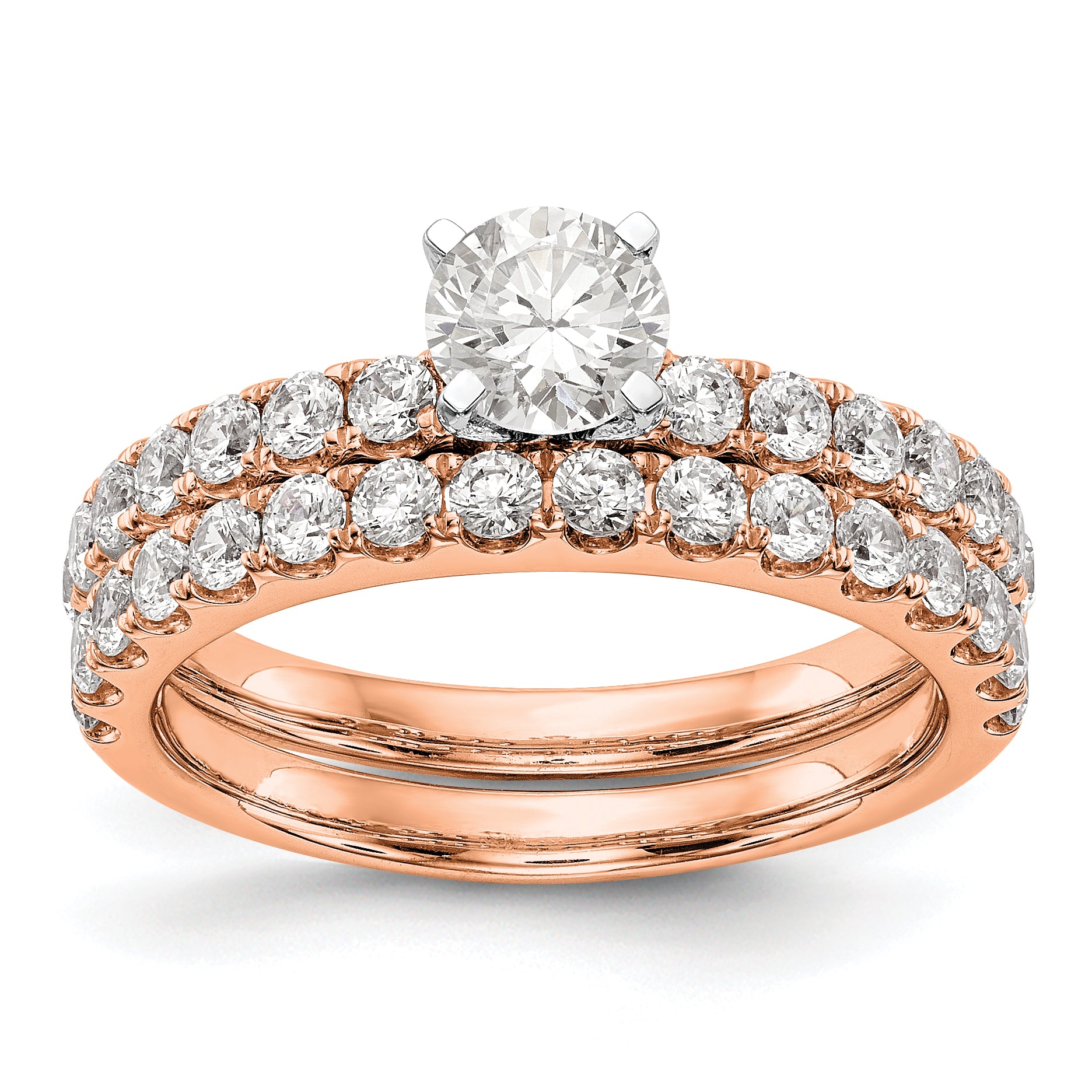 14K Rose Gold True Origin 1/2 Carat Lab Grown Diamond Vs D E F Semi Mount Peg Set Ring