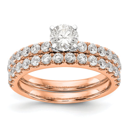 14K Rose Gold True Origin 1/2 Carat Lab Grown Diamond Vs D E F Semi Mount Peg Set Ring