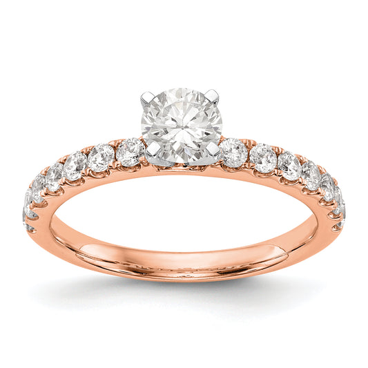 14K Rose Gold True Origin 1/2 Carat Lab Grown Diamond Vs D E F Semi Mount Peg Set Ring
