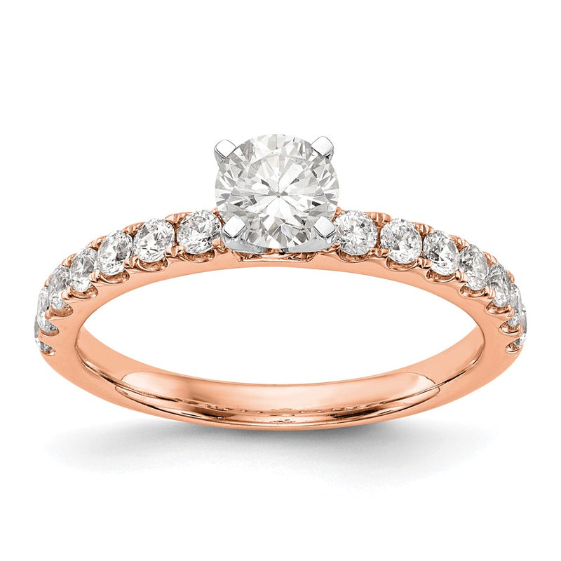14K Rose Gold True Origin 1/2 Carat Lab Grown Diamond Vs D E F Semi Mount Peg Set Ring