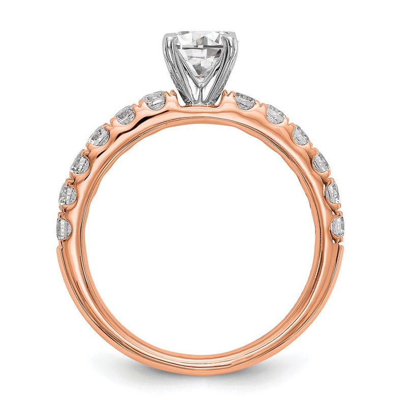 True Origin 14K Rose Gold 5/8 carat Lab Grown Diamond VS+ F+ Semi-Mount Peg Set Engagement Ring