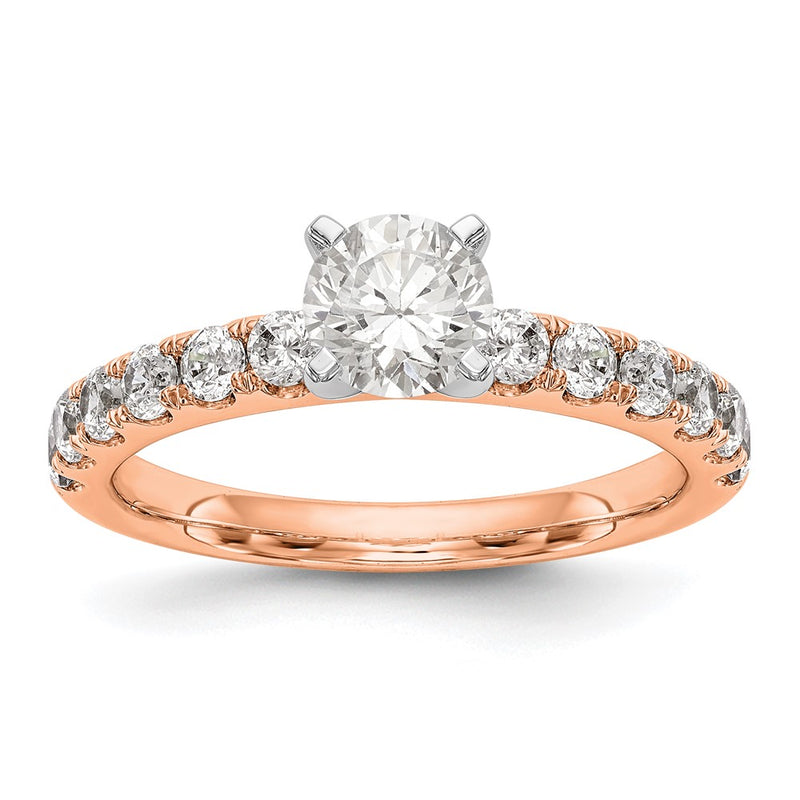True Origin 14K Rose Gold 5/8 carat Lab Grown Diamond VS+ F+ Semi-Mount Peg Set Engagement Ring