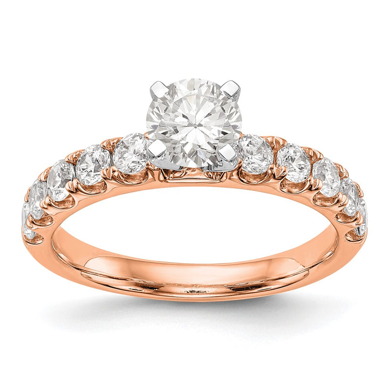 True Origin 14K Rose Gold 3/4 carat Lab Grown Diamond VS+ F+ Semi-Mount Peg Set Engagement Ring