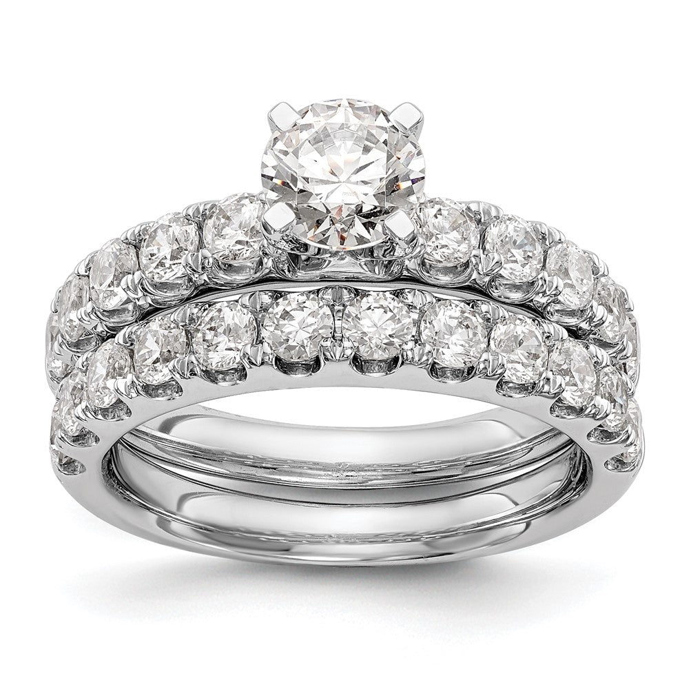 14K White Gold Peg Set 3/4 carat Diamond Semi-mount Engagement Ring