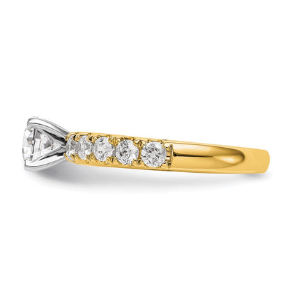 True Origin 14K Yellow Gold 3/4 carat Lab Grown Diamond VS+ F+ Semi-Mount Peg Set Engagement Ring