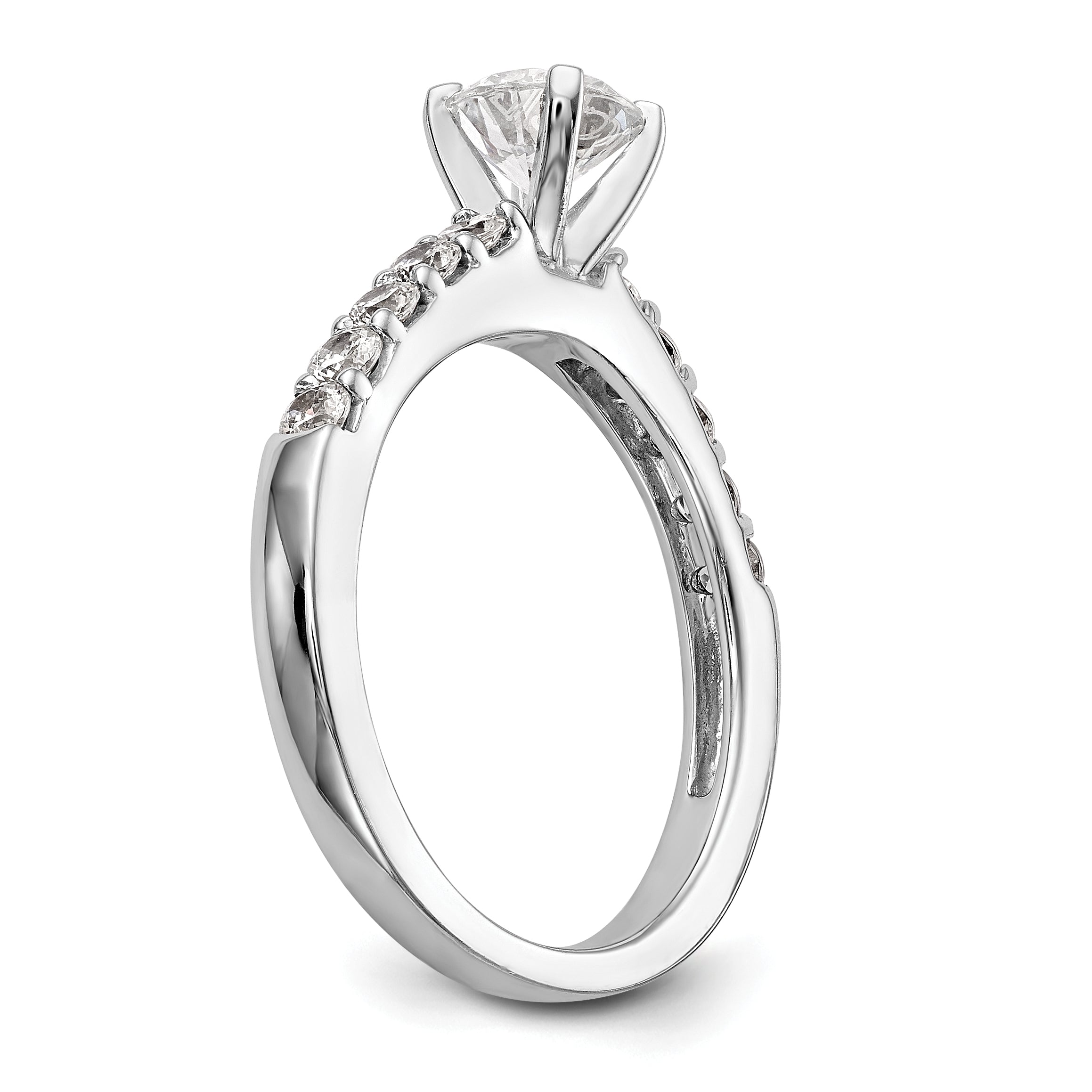 14K White Gold Peg Set 1/2 Carat Diamond Semi Mount Engagement Ring