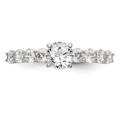 14K White Gold Peg Set 3/4 Carat Diamond Semi Mount Engagement Ring