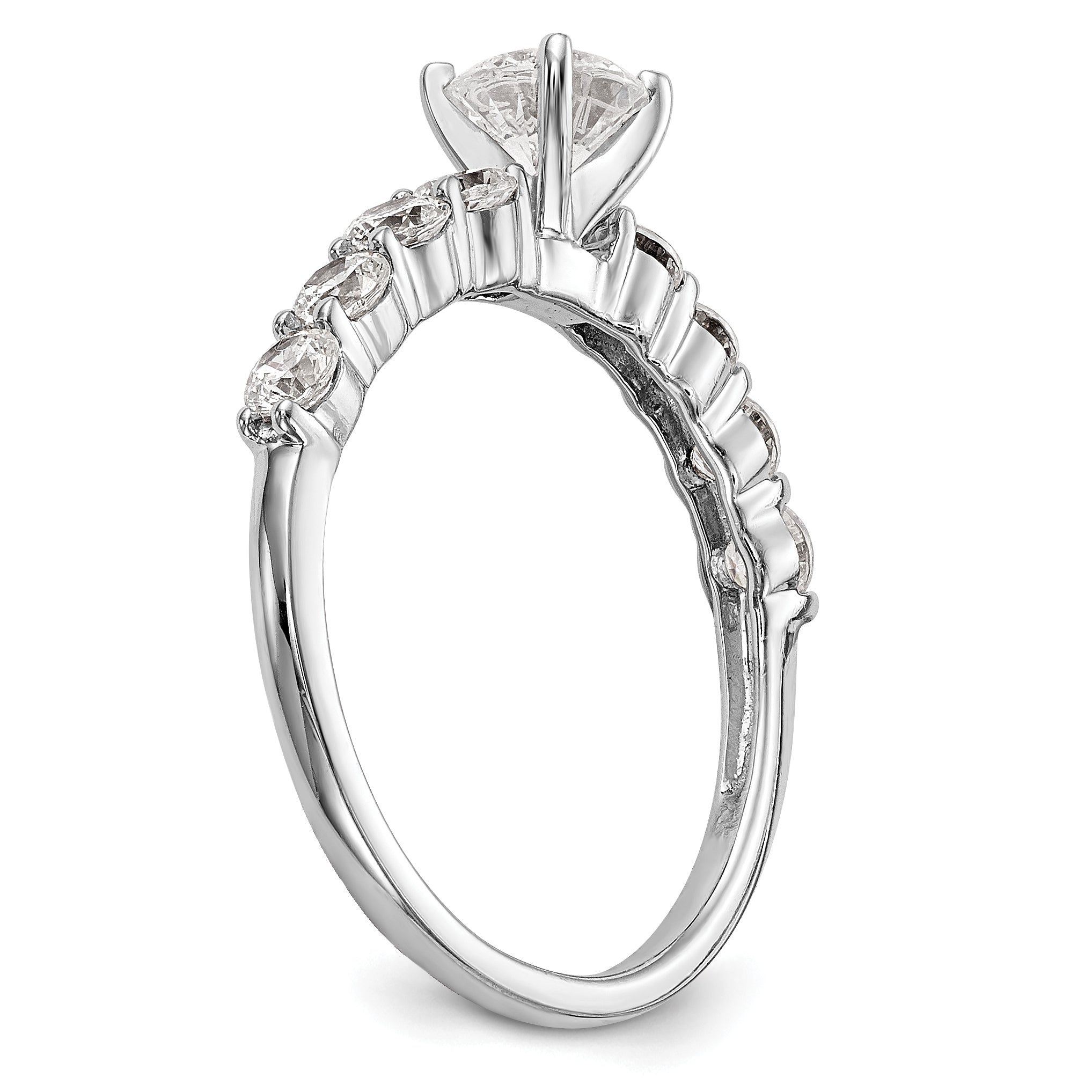 14K White Gold Peg Set 3/4 Carat Diamond Semi Mount Engagement Ring