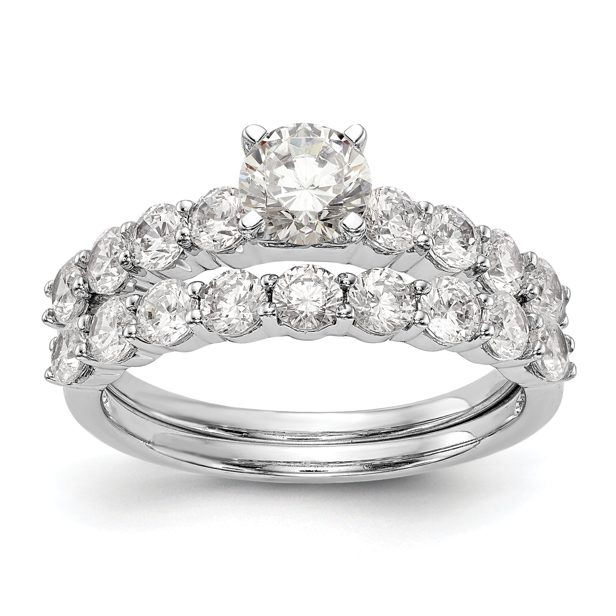 14K White Gold Peg Set 3/4 Carat Diamond Semi Mount Engagement Ring
