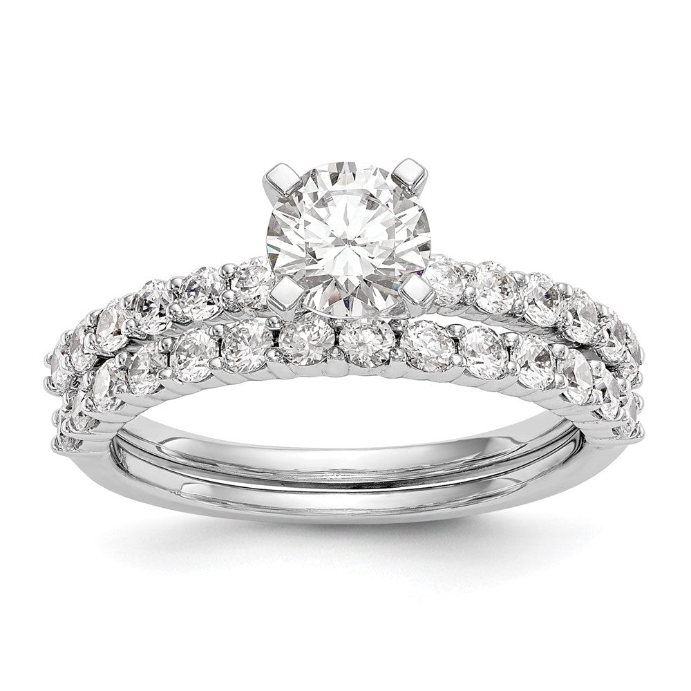 14K White Gold Peg Set 3/8 carat Diamond Semi-mount Engagement Ring