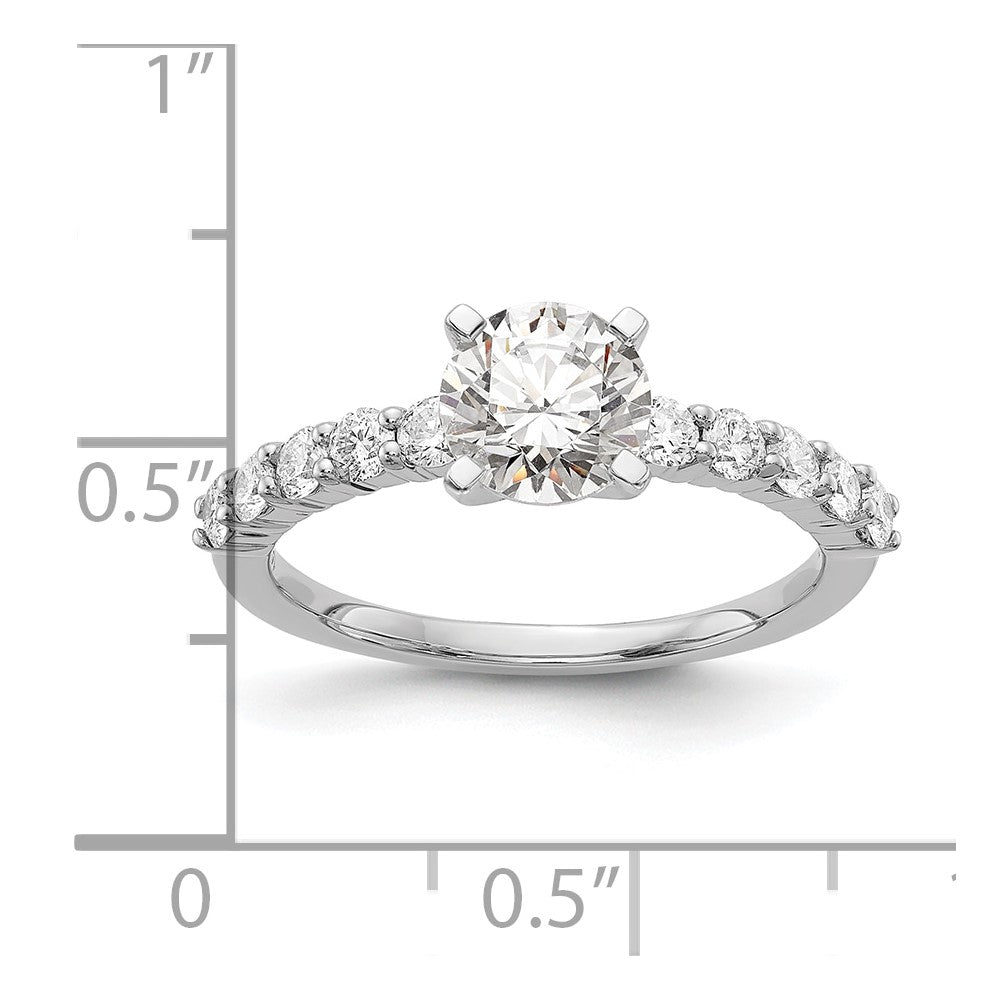 14K White Gold Peg Set 1/2 carat Diamond Semi-mount Engagement Ring