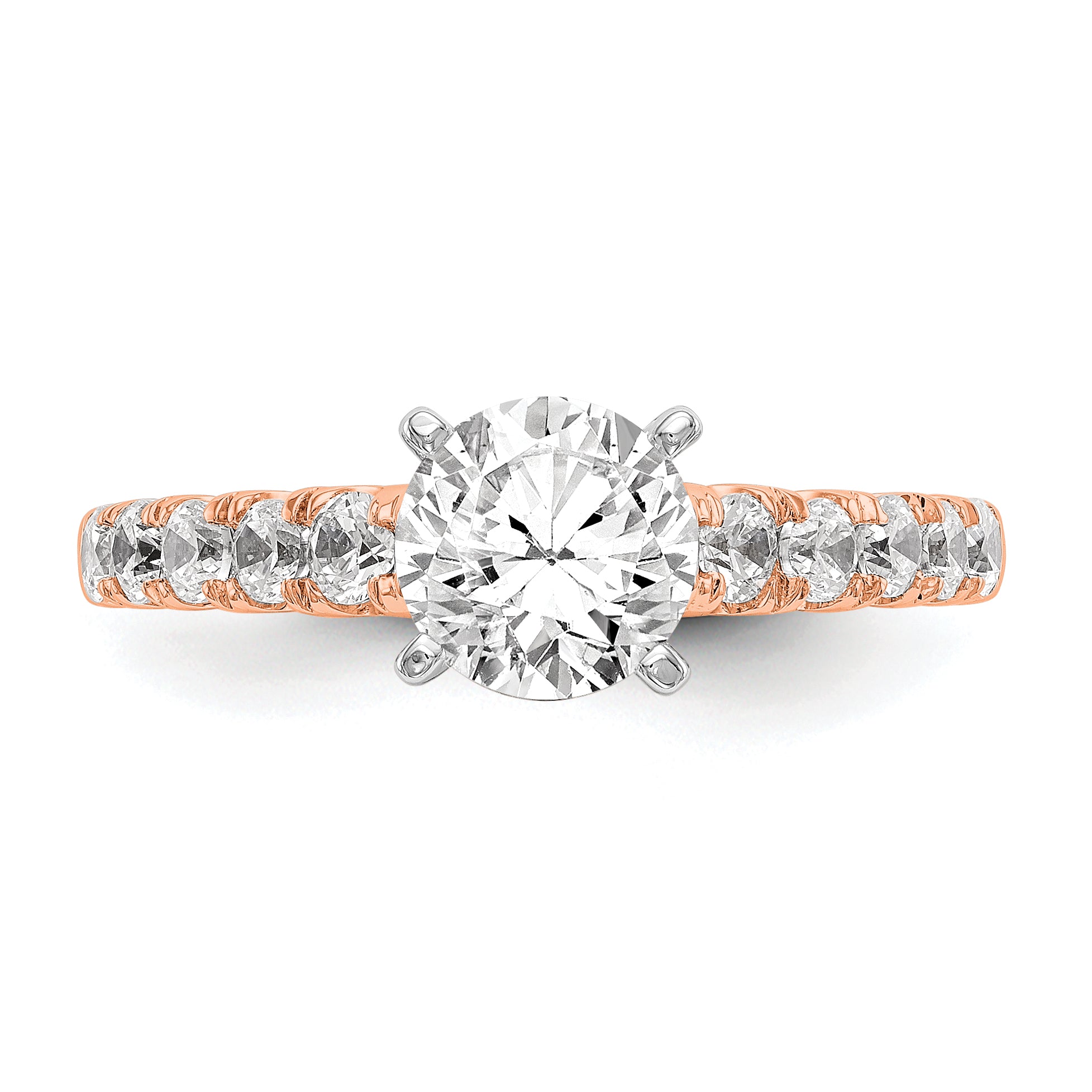 14K Rose Gold True Origin 1/2 Carat Lab Grown Diamond Vs D E F Semi Mount Peg Set Ring