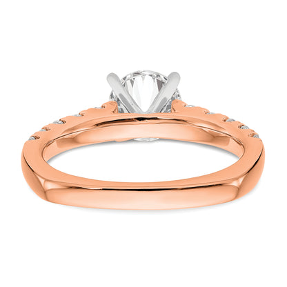 14K Rose Gold True Origin 1/2 Carat Lab Grown Diamond Vs D E F Semi Mount Peg Set Ring