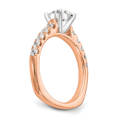 14K Rose Gold True Origin 1/2 Carat Lab Grown Diamond Vs D E F Semi Mount Peg Set Ring