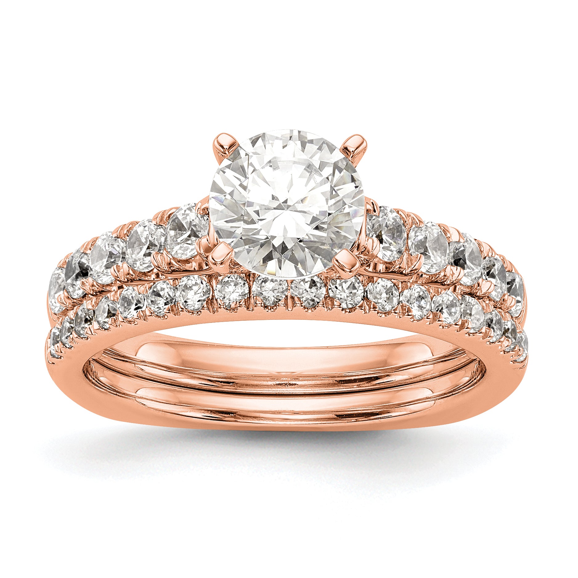 14K Rose Gold True Origin 1/2 Carat Lab Grown Diamond Vs D E F Semi Mount Peg Set Ring