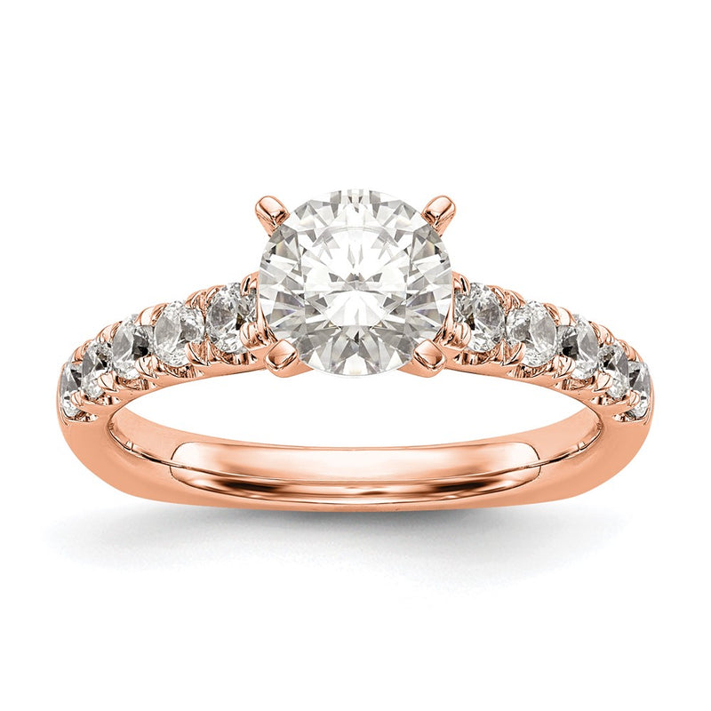 14K Rose Gold True Origin 1/2 Carat Lab Grown Diamond Vs D E F Semi Mount Peg Set Ring