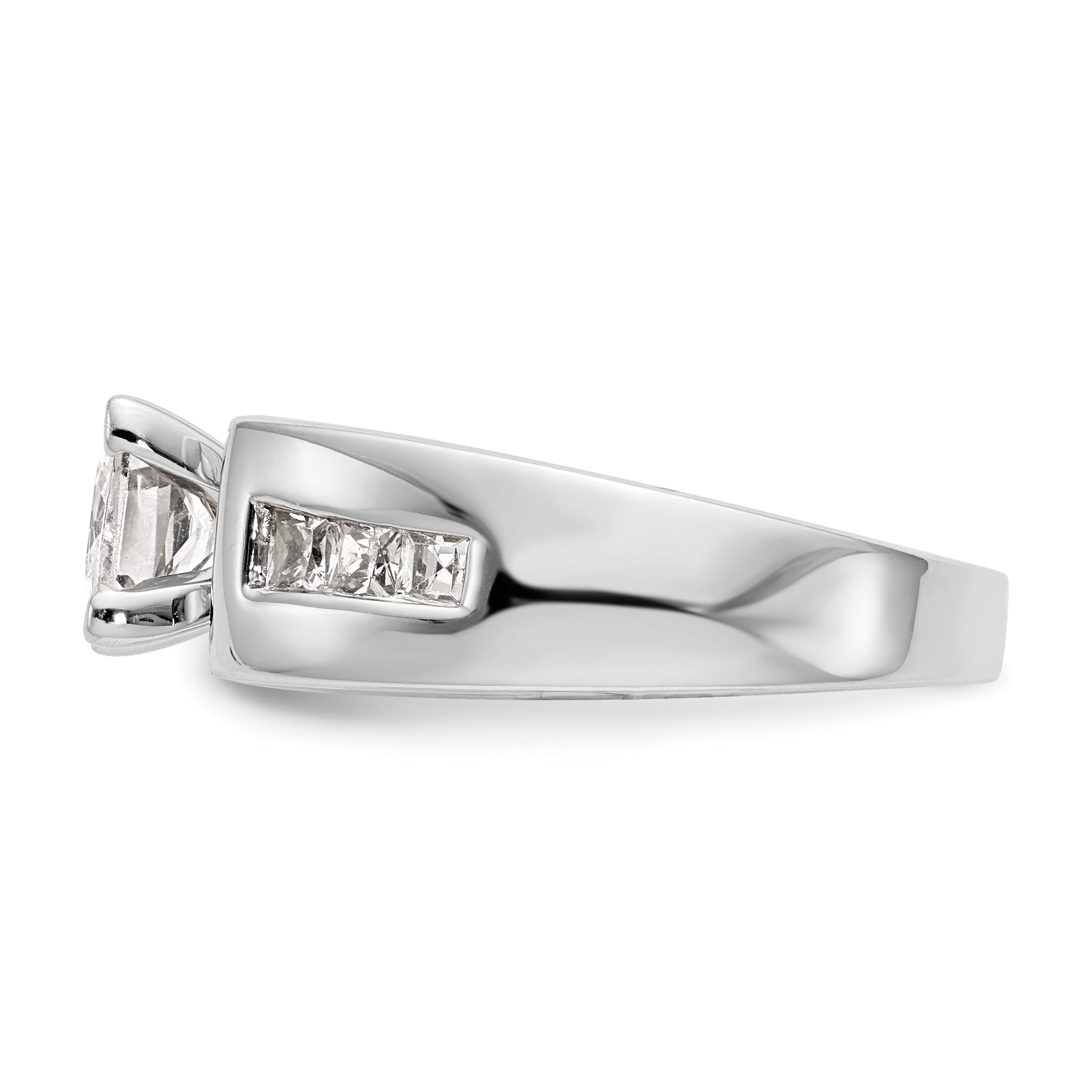 14K White Gold Peg Set 3/8 Carat Channel Princess Diamond Semi Mount Engagement Ring