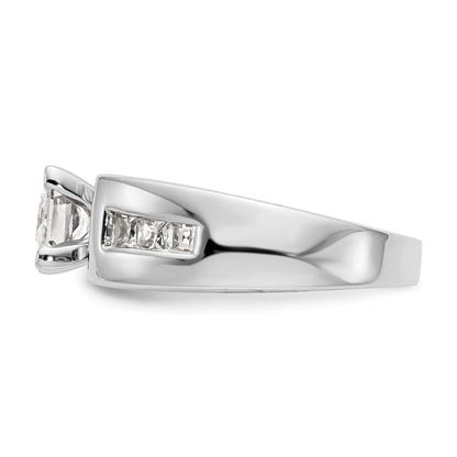 14K White Gold Peg Set 3/8 Carat Channel Princess Diamond Semi Mount Engagement Ring