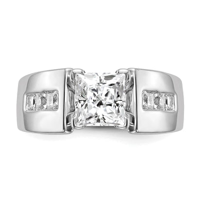 14K White Gold Peg Set 3/8 Carat Channel Princess Diamond Semi Mount Engagement Ring