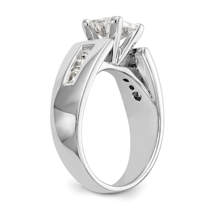 14K White Gold Peg Set 3/8 Carat Channel Princess Diamond Semi Mount Engagement Ring