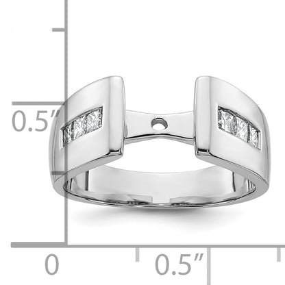 14K White Gold Peg Set 3/8 Carat Channel Princess Diamond Semi Mount Engagement Ring