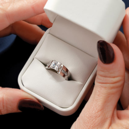 14K White Gold Peg Set 3/8 Carat Channel Princess Diamond Semi Mount Engagement Ring