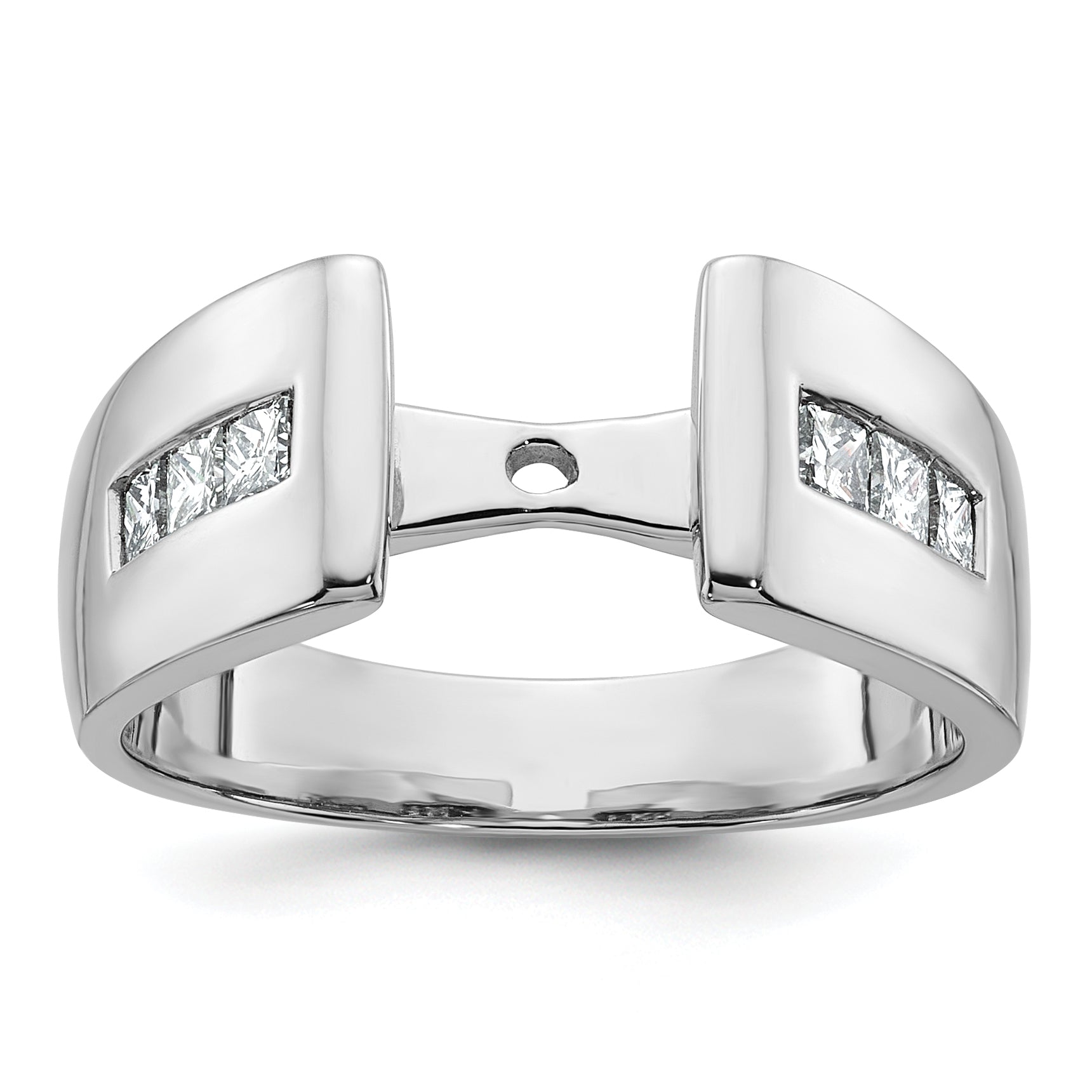 14K White Gold Peg Set 3/8 Carat Channel Princess Diamond Semi Mount Engagement Ring