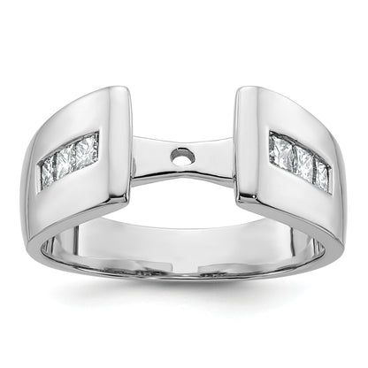 14K White Gold Peg Set 3/8 Carat Channel Princess Diamond Semi Mount Engagement Ring