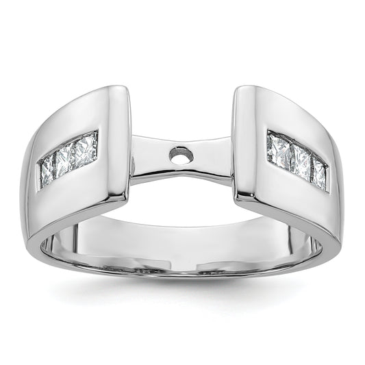 14K White Gold Peg Set 3/8 Carat Channel Princess Diamond Semi Mount Engagement Ring