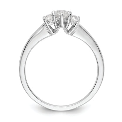 14K White Gold 3 Stone (Holds 1/4 Carat (4.1mm) Round Center) Includes 2 2.7mm Side Diamonds Semi Mount Engagement Ring