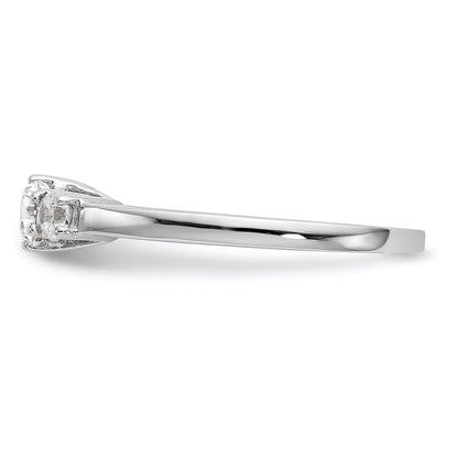 14K White Gold 3 Stone (Holds 1/4 Carat (4.1mm) Round Center) Includes 2 2.7mm Side Diamonds Semi Mount Engagement Ring
