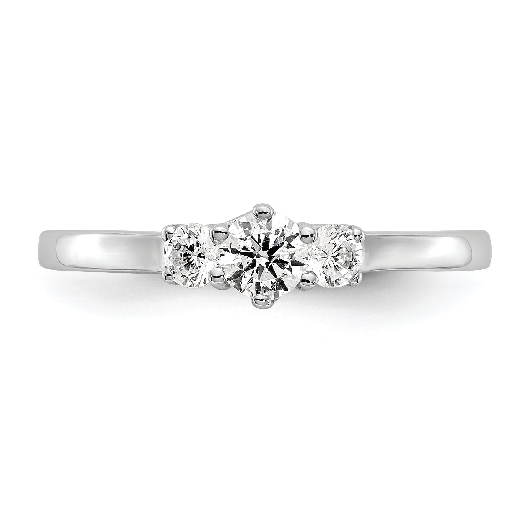 14K White Gold 3 Stone (Holds 1/4 Carat (4.1mm) Round Center) Includes 2 2.7mm Side Diamonds Semi Mount Engagement Ring