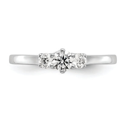 14K White Gold 3 Stone (Holds 1/4 Carat (4.1mm) Round Center) Includes 2 2.7mm Side Diamonds Semi Mount Engagement Ring