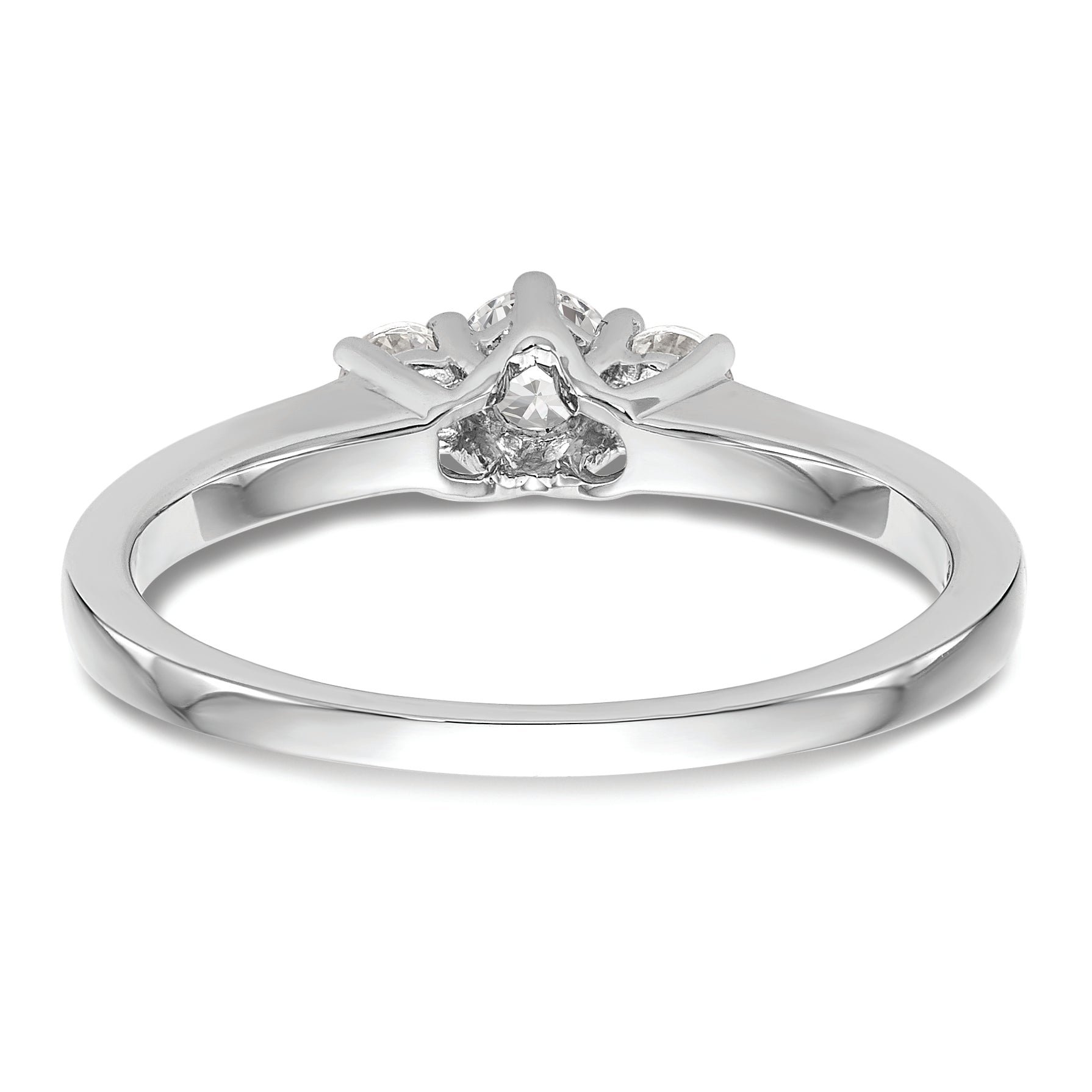 14K White Gold 3 Stone (Holds 1/4 Carat (4.1mm) Round Center) Includes 2 2.7mm Side Diamonds Semi Mount Engagement Ring