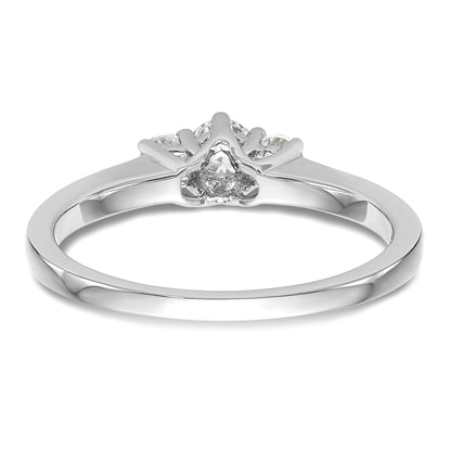 14K White Gold 3 Stone (Holds 1/4 Carat (4.1mm) Round Center) Includes 2 2.7mm Side Diamonds Semi Mount Engagement Ring