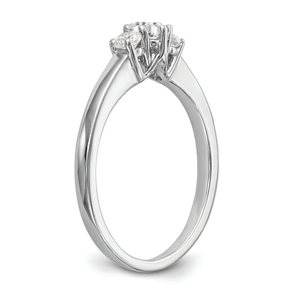 14K White Gold 3 Stone (Holds 1/4 Carat (4.1mm) Round Center) Includes 2 2.7mm Side Diamonds Semi Mount Engagement Ring