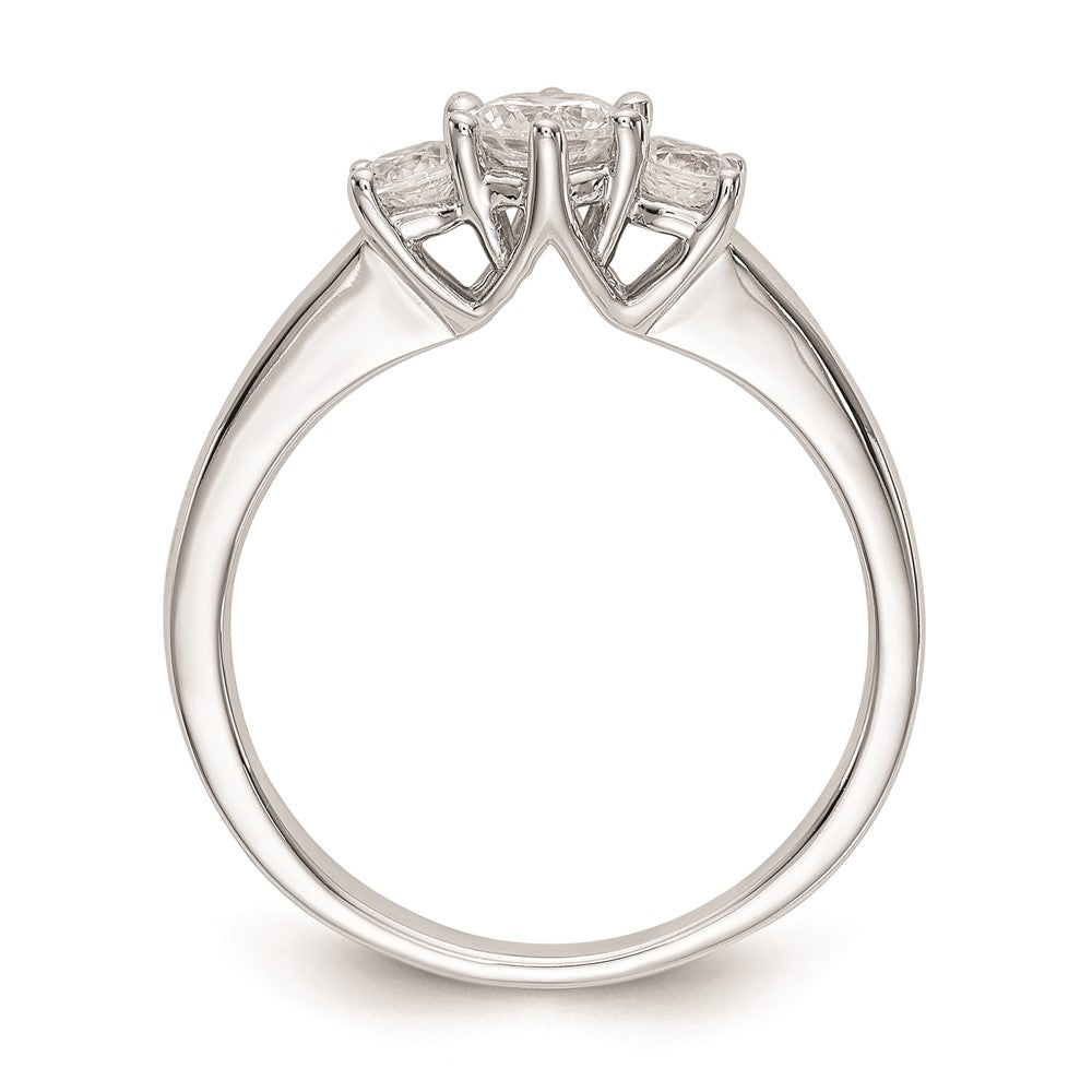 14K White Gold 3 Stone Simulated Diamond Engagement Ring