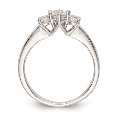 14K White Gold 3 Stone Simulated Diamond Engagement Ring