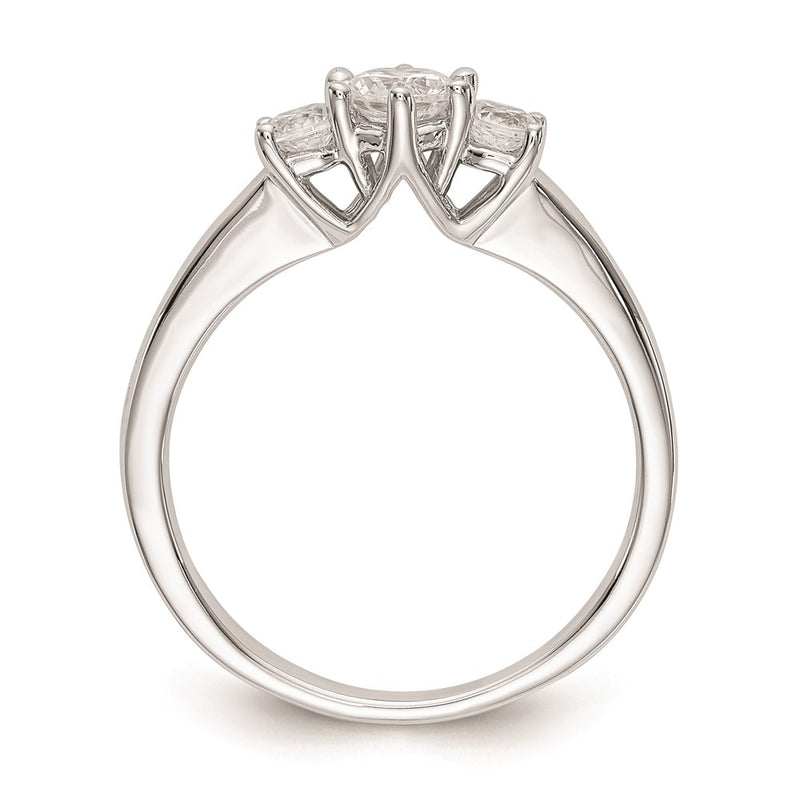 14K White Gold 3 Stone Simulated Diamond Engagement Ring