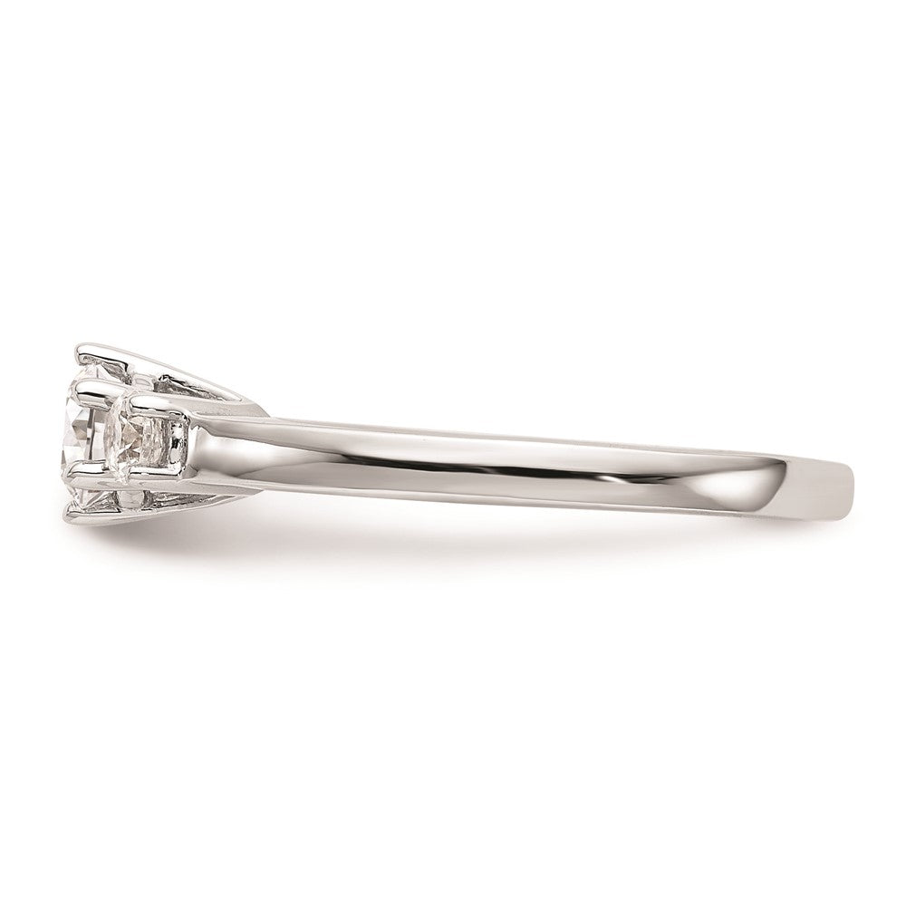 14K White Gold 3 Stone Simulated Diamond Engagement Ring