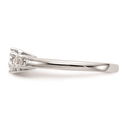 14K White Gold 3 Stone Simulated Diamond Engagement Ring