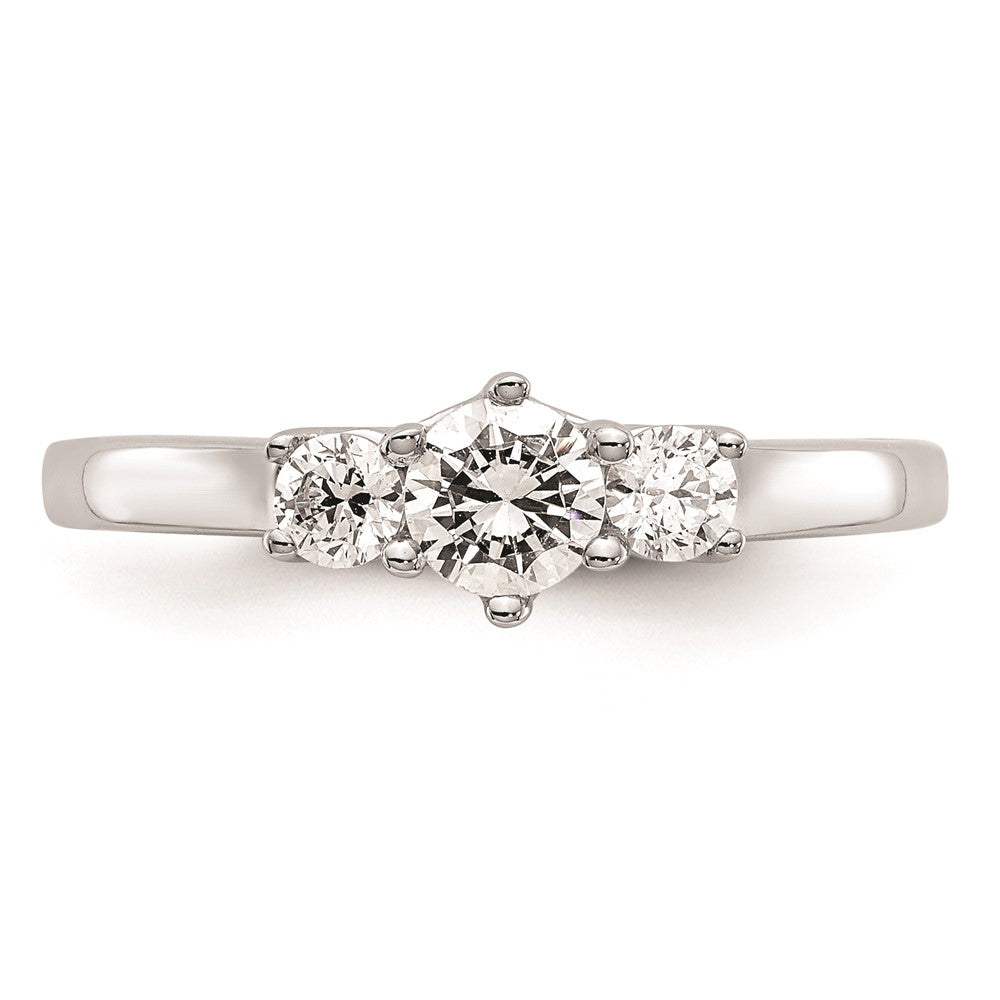 14K White Gold 3 Stone Simulated Diamond Engagement Ring