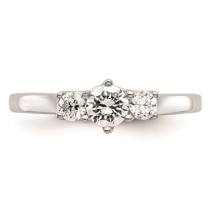 14K White Gold 3 Stone Simulated Diamond Engagement Ring
