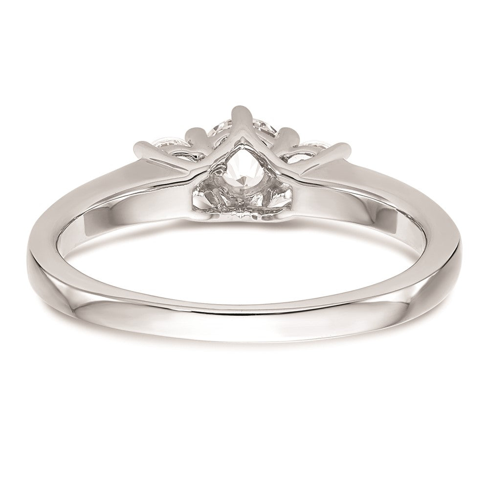 14K White Gold 3 Stone Simulated Diamond Engagement Ring