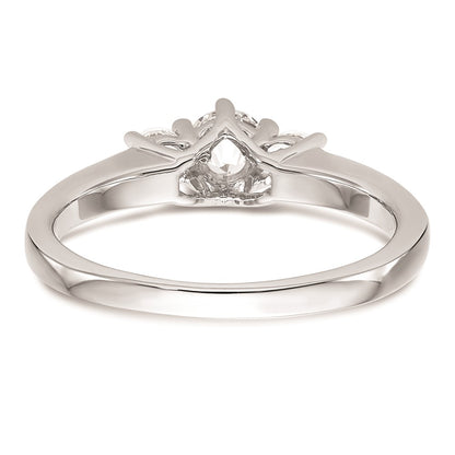 14K White Gold 3 Stone Simulated Diamond Engagement Ring